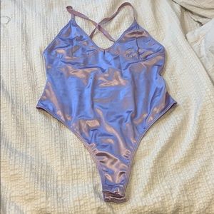 metallic purple body suit